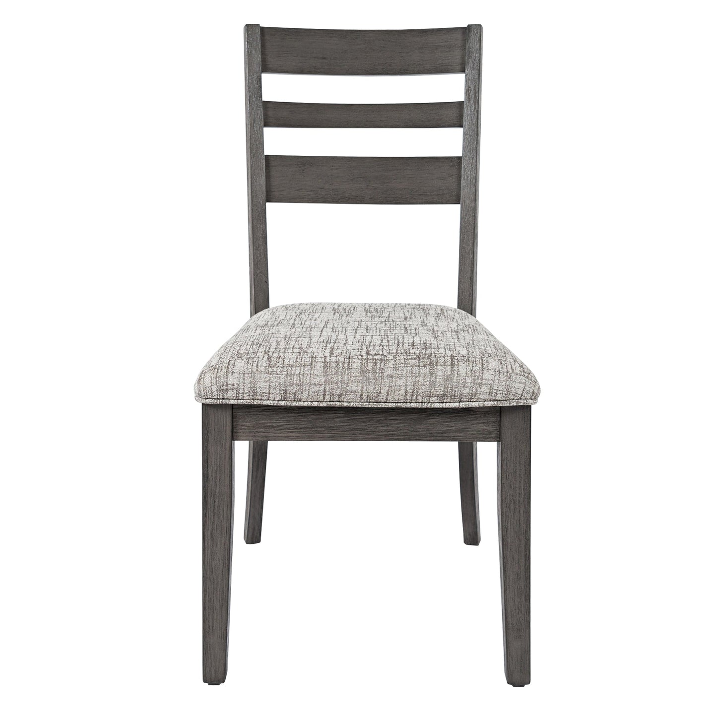 Benzara BM208462 Light Gray Wooden Chair With Cushioned Seat and Ladder Backrest, Set of 2