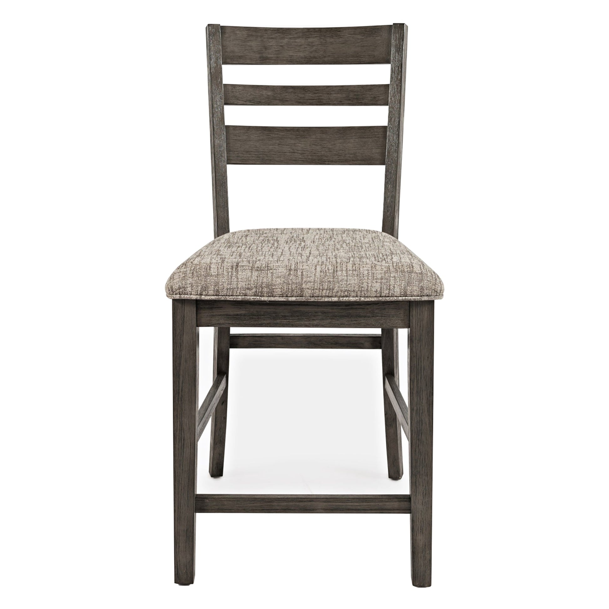 Benzara BM208469 Gray Wooden Counter Height Stool With Ladder Type Backrest, Set of 2