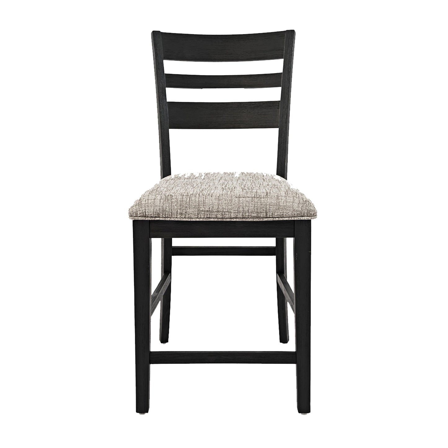 Benzara BM208516 Dark Gray Wooden Counter Height Stool With Ladder Type Backrest, Set of 2