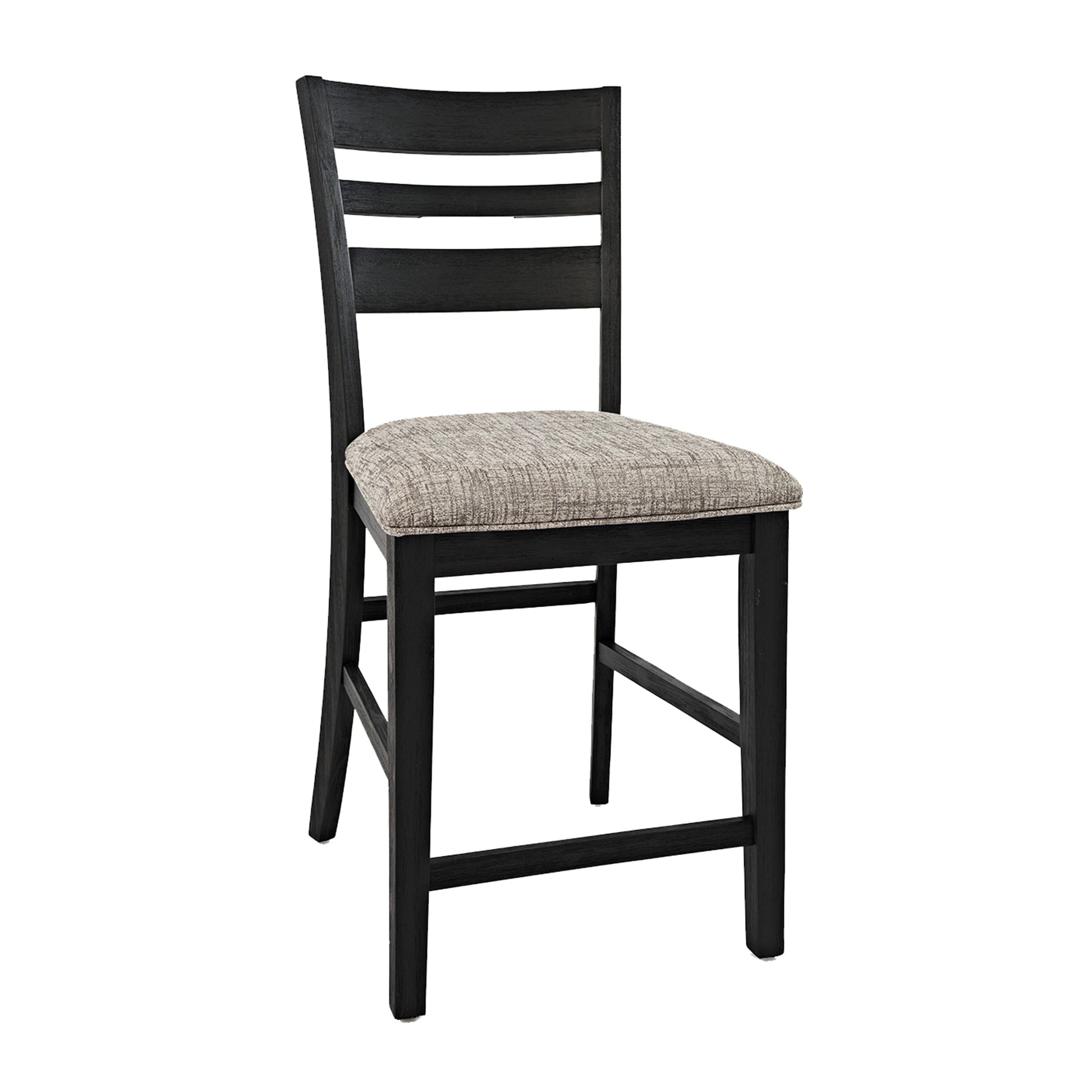 Benzara BM208516 Dark Gray Wooden Counter Height Stool With Ladder Type Backrest, Set of 2