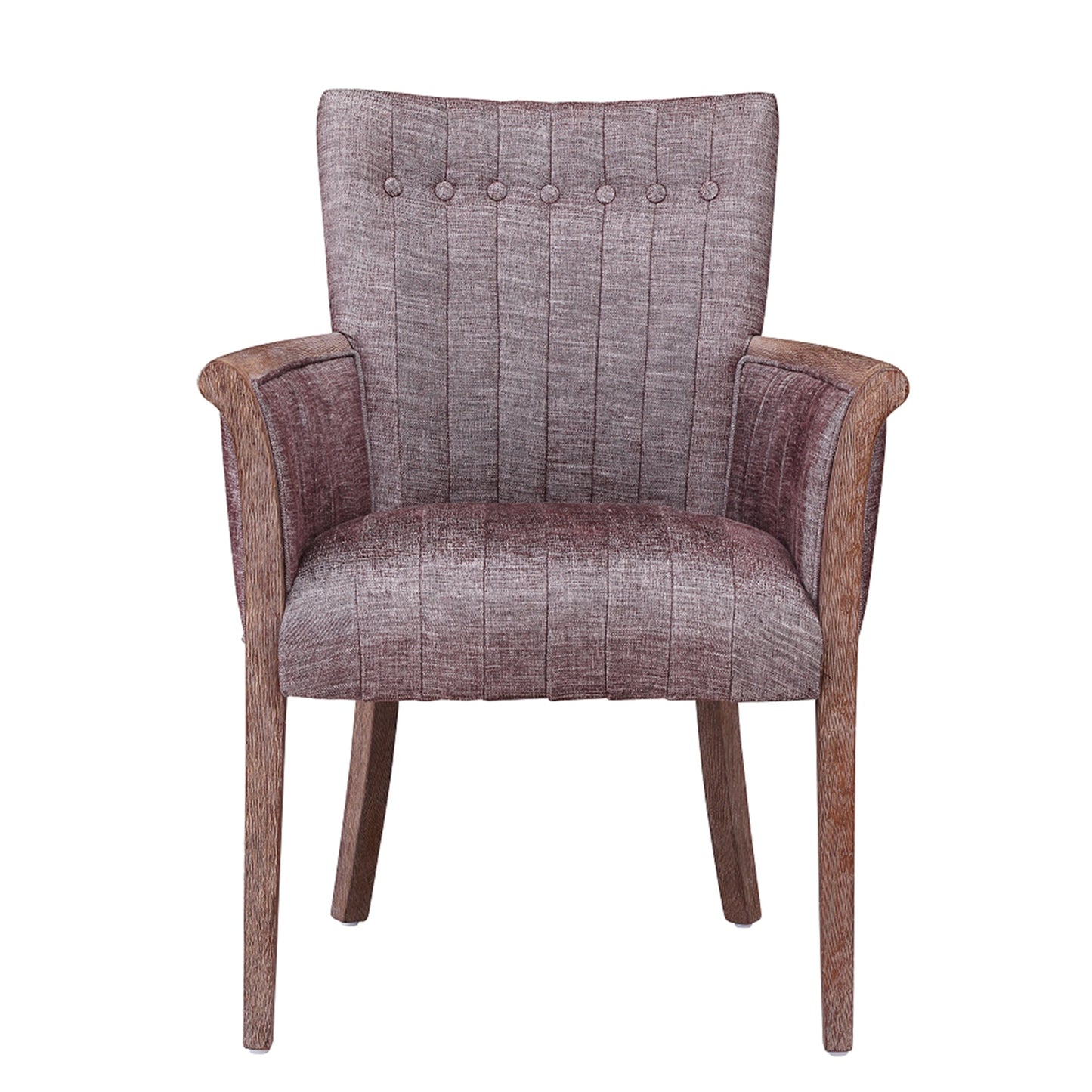 Benzara BM209074 Brown Fabric Upholstered Tufted Back Accent Chair With Flared Arms