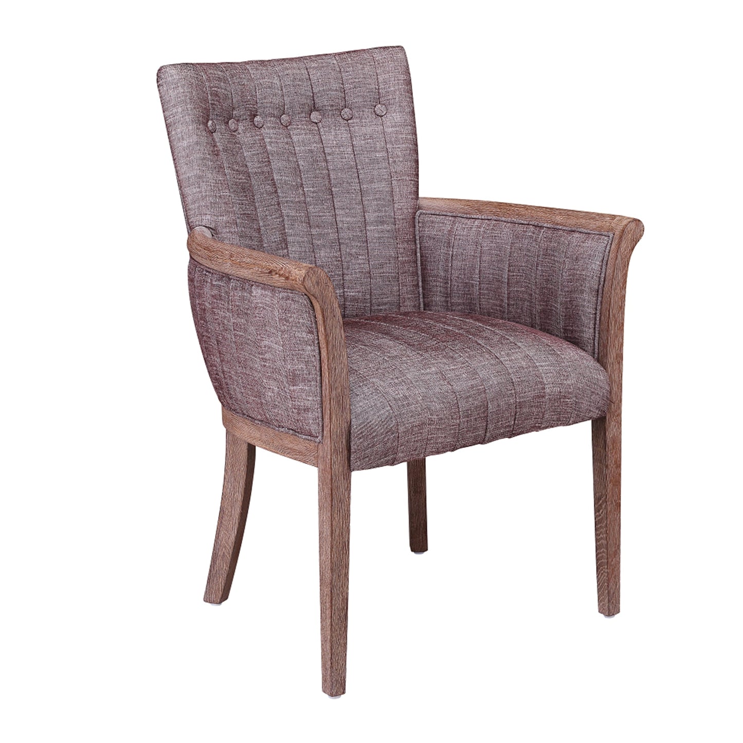 Benzara BM209074 Brown Fabric Upholstered Tufted Back Accent Chair With Flared Arms