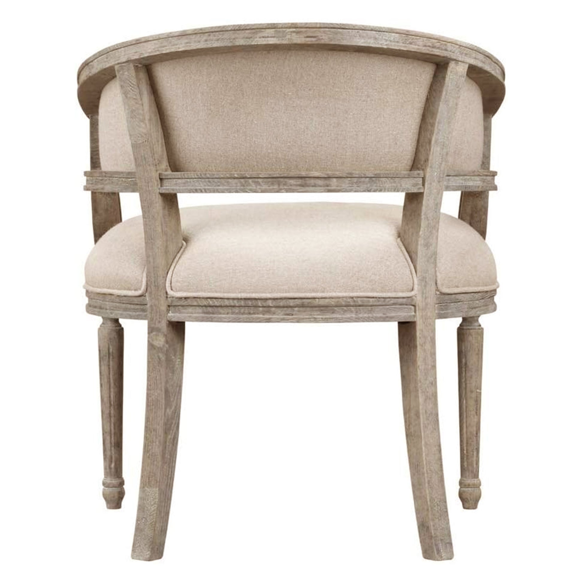 Benzara BM209091 Brown and Beige Fabric Upholstered Bucket Seat Accent Chair With Sloped Arm