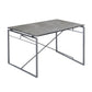 Benzara BM209581 Rectangular Wooden Dining Table With X Shape Metal Base, Gray and Silver