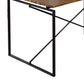 Benzara BM209583 Rectangular Wooden Dining Table With X Shape Metal Base, Black and Brown