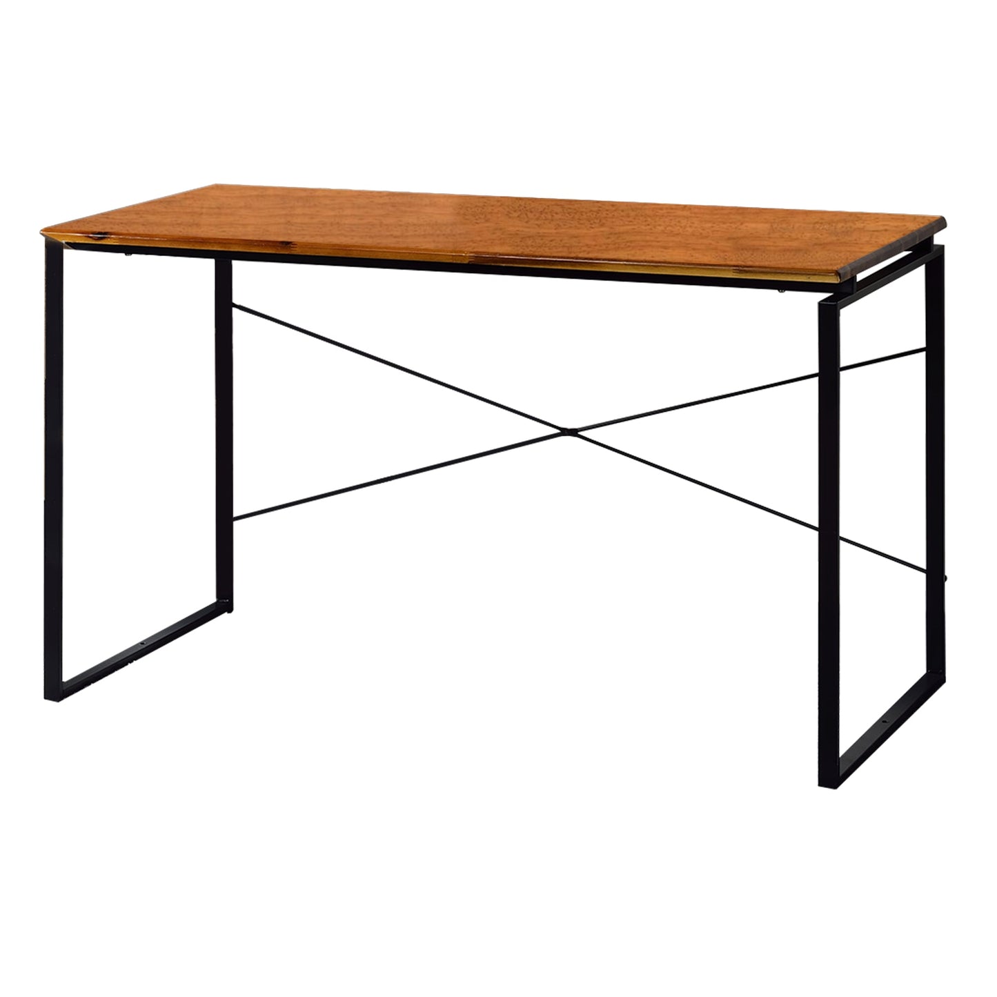 Benzara BM209628 Sled Base Rectangular Table With X shape Back and Wood Top, Brown and Black