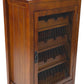 Benzara BM210135 Brown Wooden Wine Cabinet With 1 Wire Mesh Door and 4 Shelves