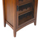 Benzara BM210135 Brown Wooden Wine Cabinet With 1 Wire Mesh Door and 4 Shelves