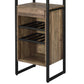 Benzara BM211138 Brown and Black Industrial Wood and Metal Wine Rack With 3 Compartments