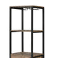 Benzara BM211138 Brown and Black Industrial Wood and Metal Wine Rack With 3 Compartments