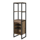 Benzara BM211138 Brown and Black Industrial Wood and Metal Wine Rack With 3 Compartments