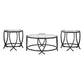 Benzara BM213280 Black Contemporary Round Table Set With Glass Top and Geometric Metal Body