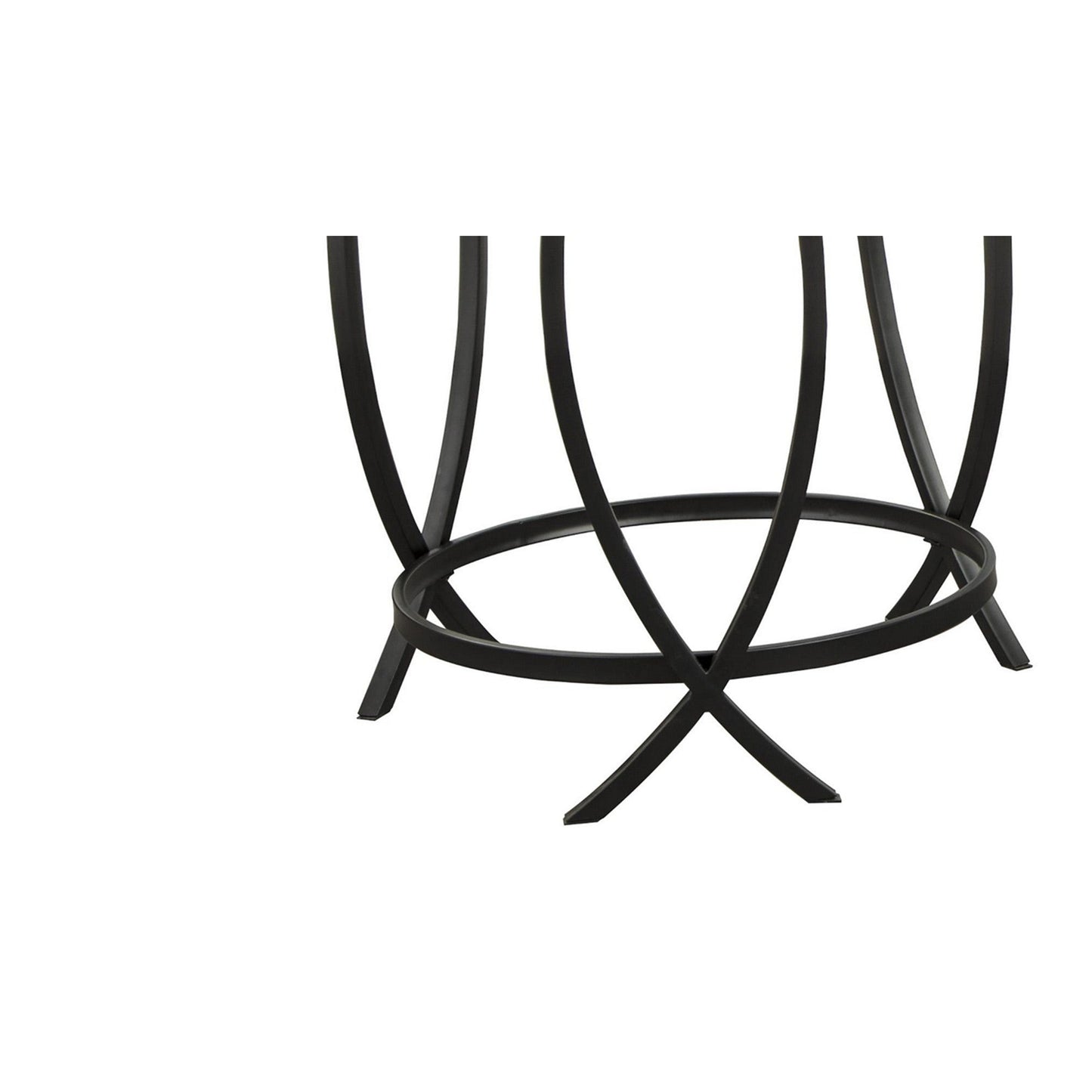 Benzara BM213280 Black Contemporary Round Table Set With Glass Top and Geometric Metal Body