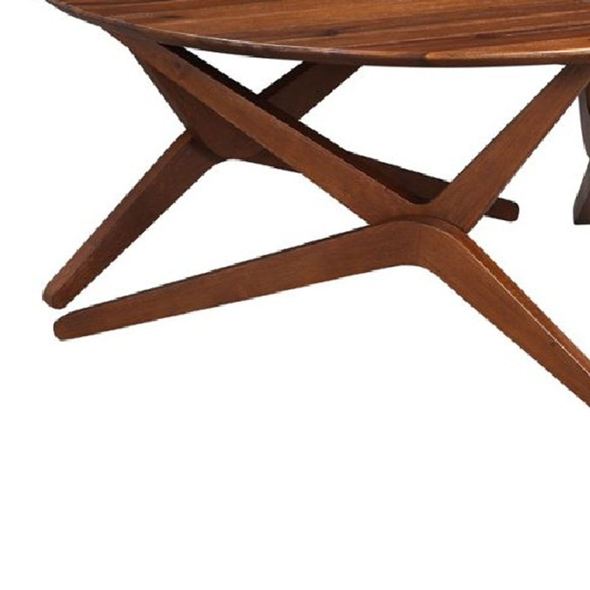 Benzara BM214021 Brown Round Wooden Adjustable Table With Boomerang Legs