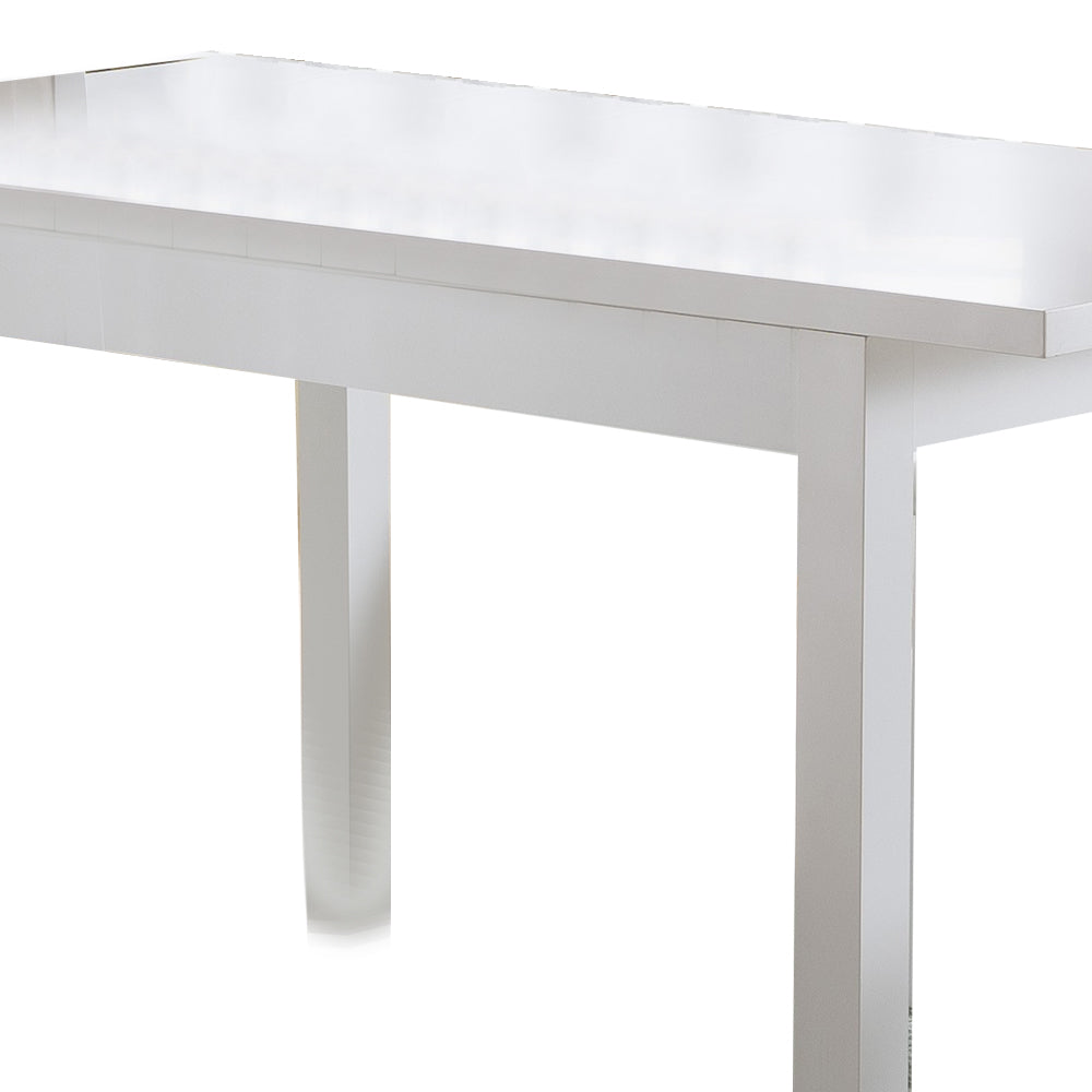 Benzara BM214728 Rectangular Wooden Frame Dining Table With Straight Legs, Glossy White