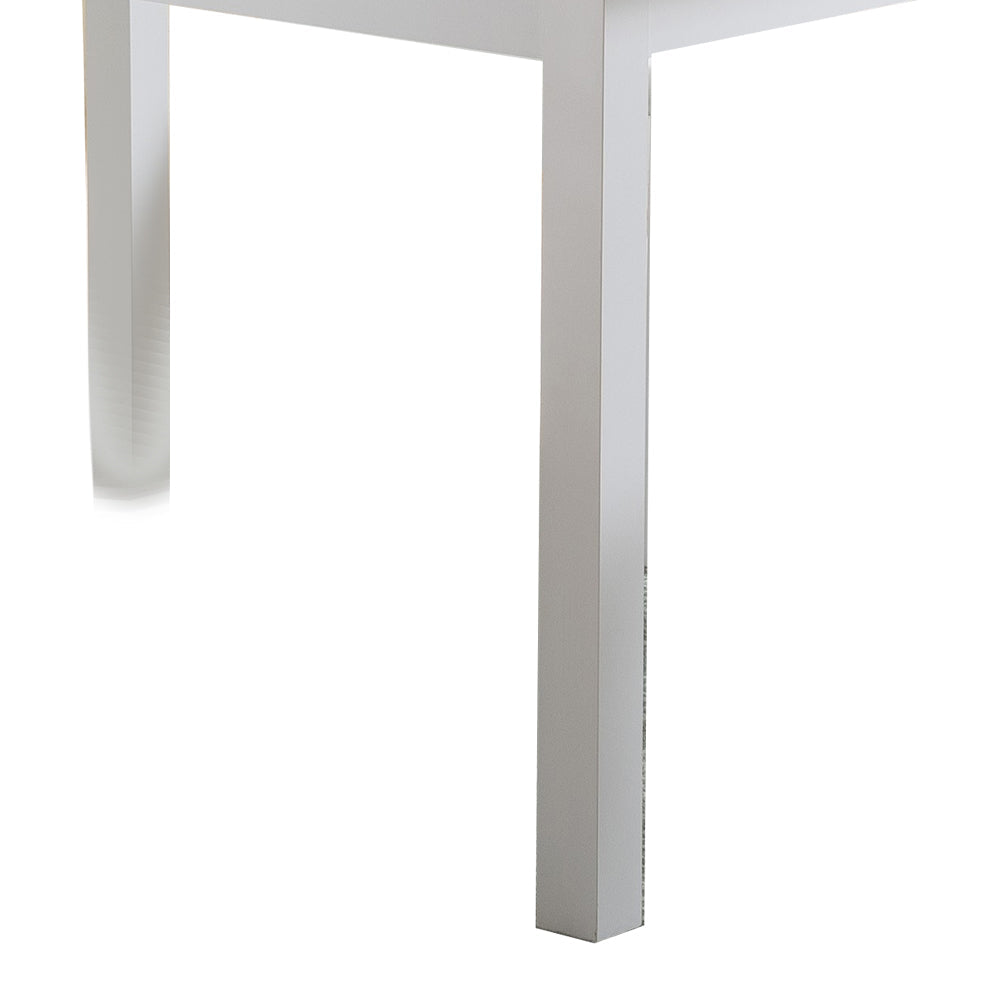 Benzara BM214728 Rectangular Wooden Frame Dining Table With Straight Legs, Glossy White