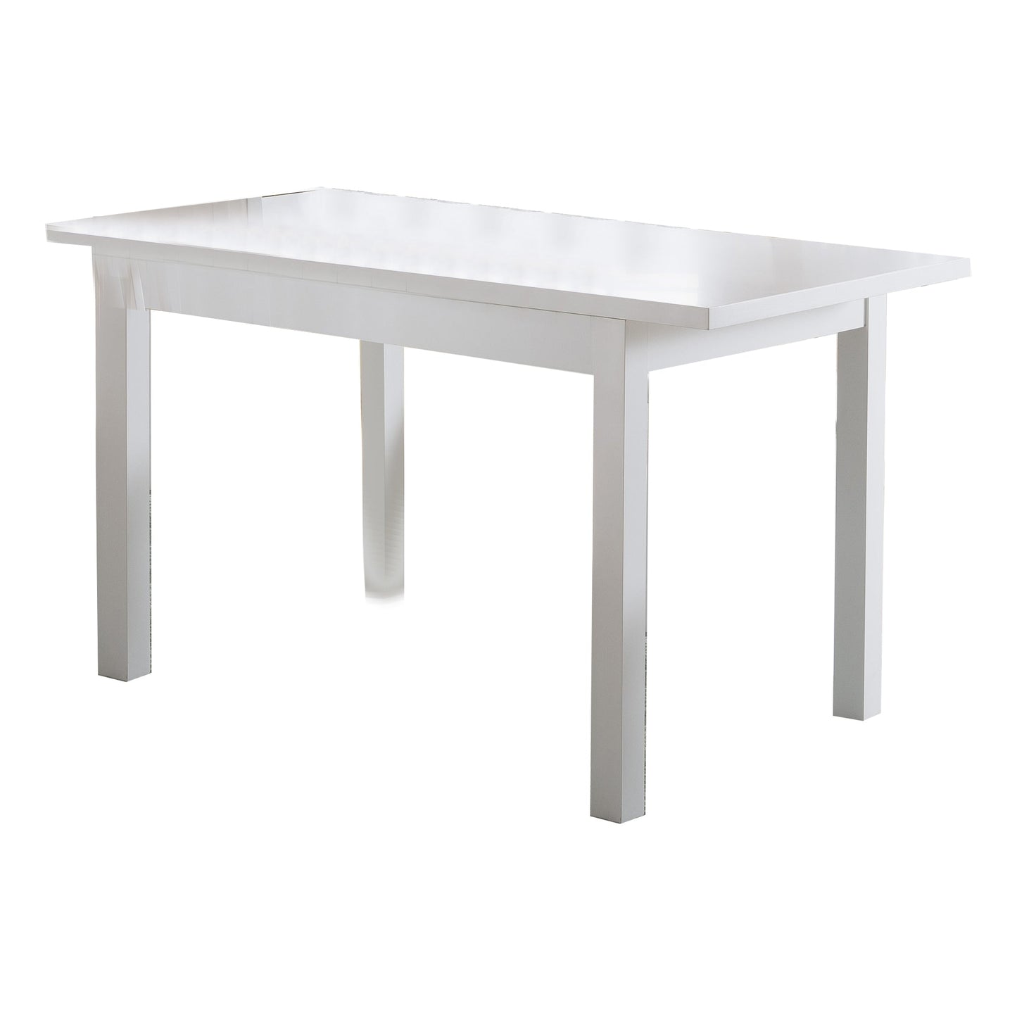 Benzara BM214728 Rectangular Wooden Frame Dining Table With Straight Legs, Glossy White