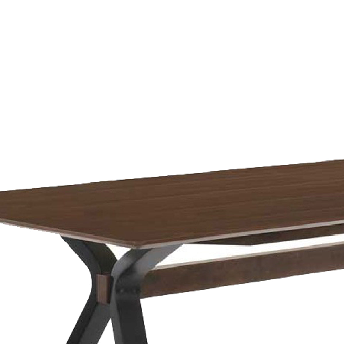 Benzara BM214859 Wooden Dining Table With X Shaped Angled Leg Support, Brown and Black