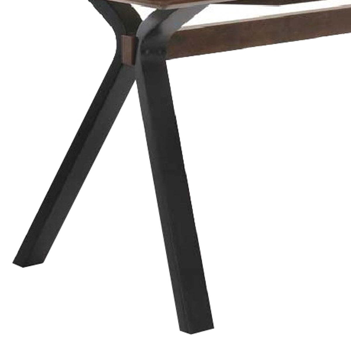 Benzara BM214859 Wooden Dining Table With X Shaped Angled Leg Support, Brown and Black