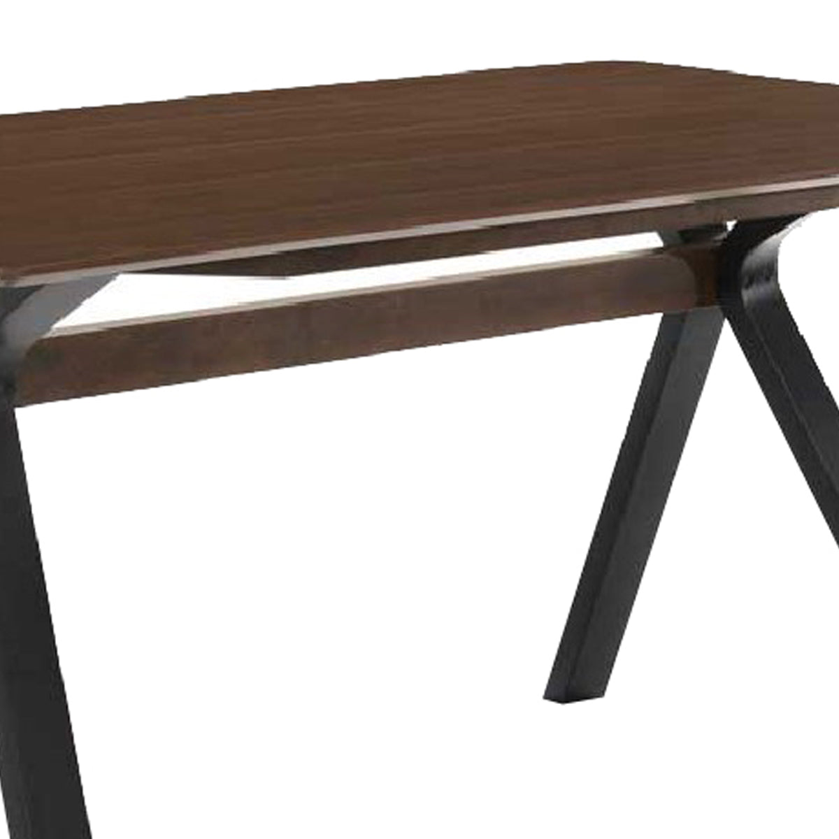 Benzara BM214859 Wooden Dining Table With X Shaped Angled Leg Support, Brown and Black