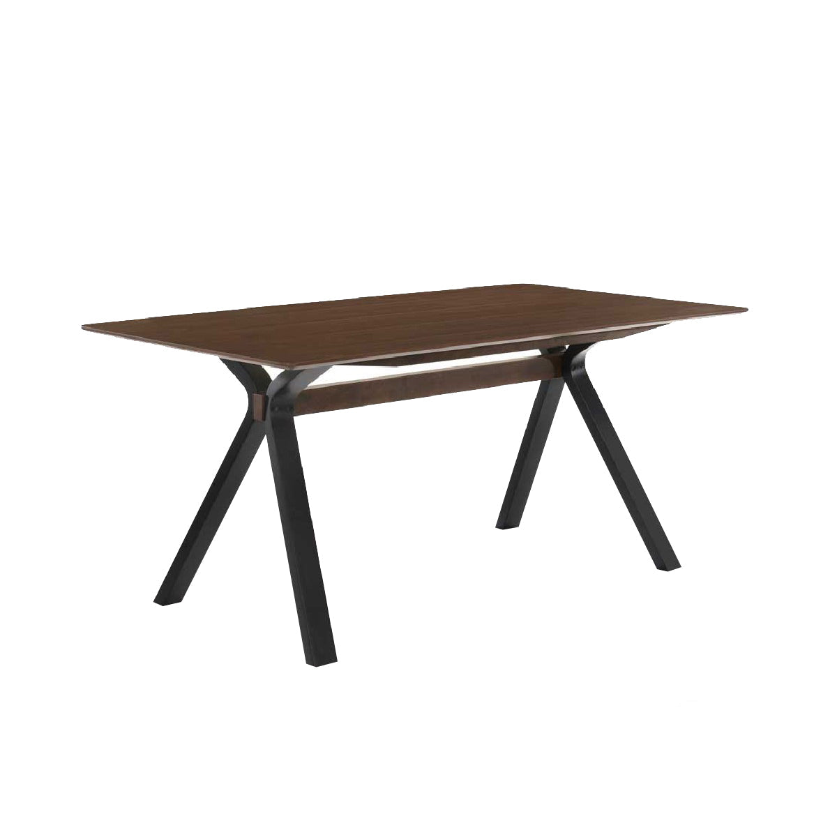 Benzara BM214859 Wooden Dining Table With X Shaped Angled Leg Support, Brown and Black