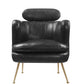 Benzara BM214953 Black Leatherette Accent Chair With Shelter Sloped Armrest, Black