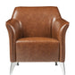 Benzara BM214954 Brown Leatherette Accent Chair With Track Armrest and Welt Trim Details, Brown