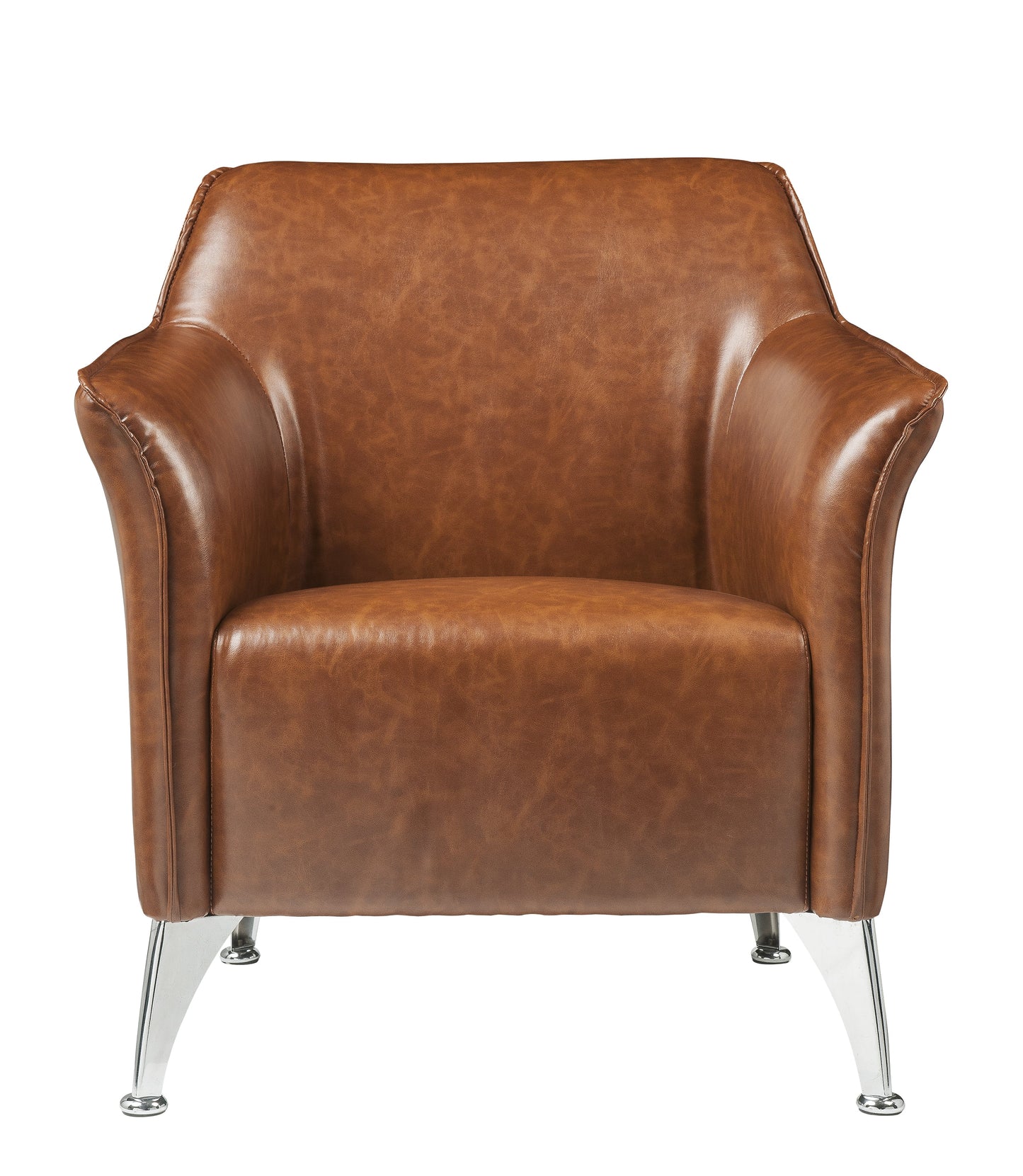 Benzara BM214954 Brown Leatherette Accent Chair With Track Armrest and Welt Trim Details, Brown