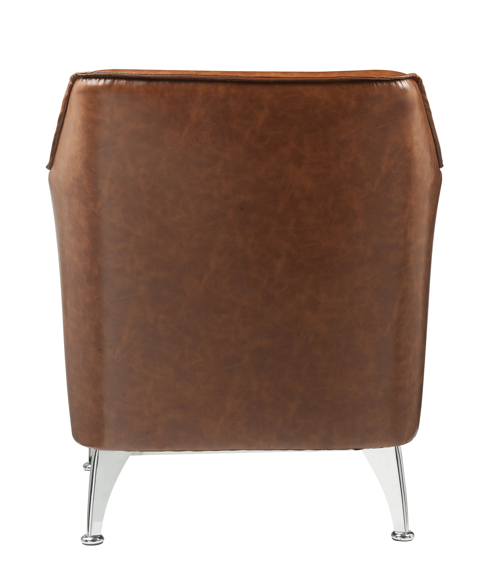 Benzara BM214954 Brown Leatherette Accent Chair With Track Armrest and Welt Trim Details, Brown