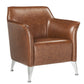 Benzara BM214954 Brown Leatherette Accent Chair With Track Armrest and Welt Trim Details, Brown