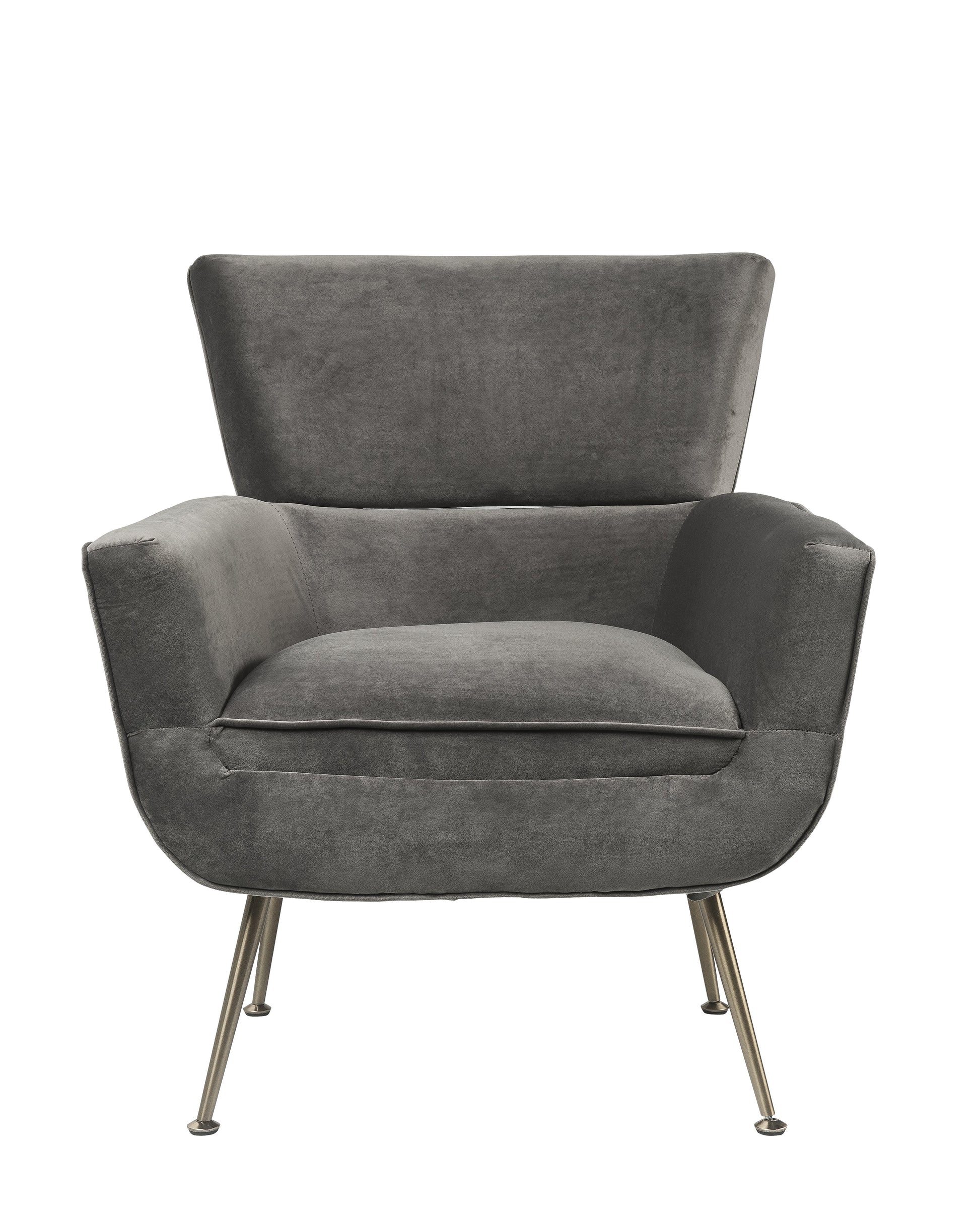 Benzara BM214955 Gray Fabric Upholstered Accent Chair With Angled Legs and Flared Armrests