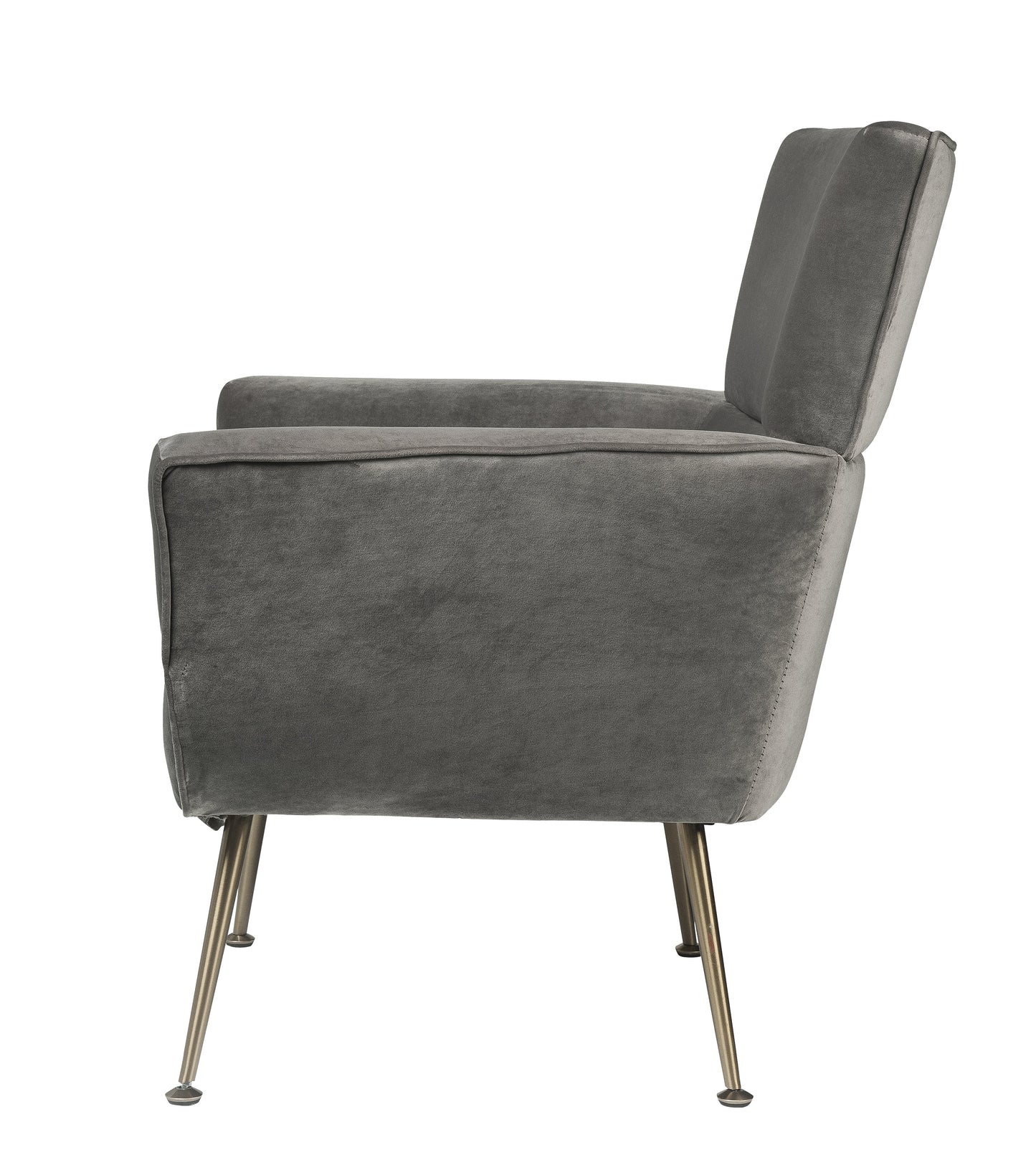 Benzara BM214955 Gray Fabric Upholstered Accent Chair With Angled Legs and Flared Armrests