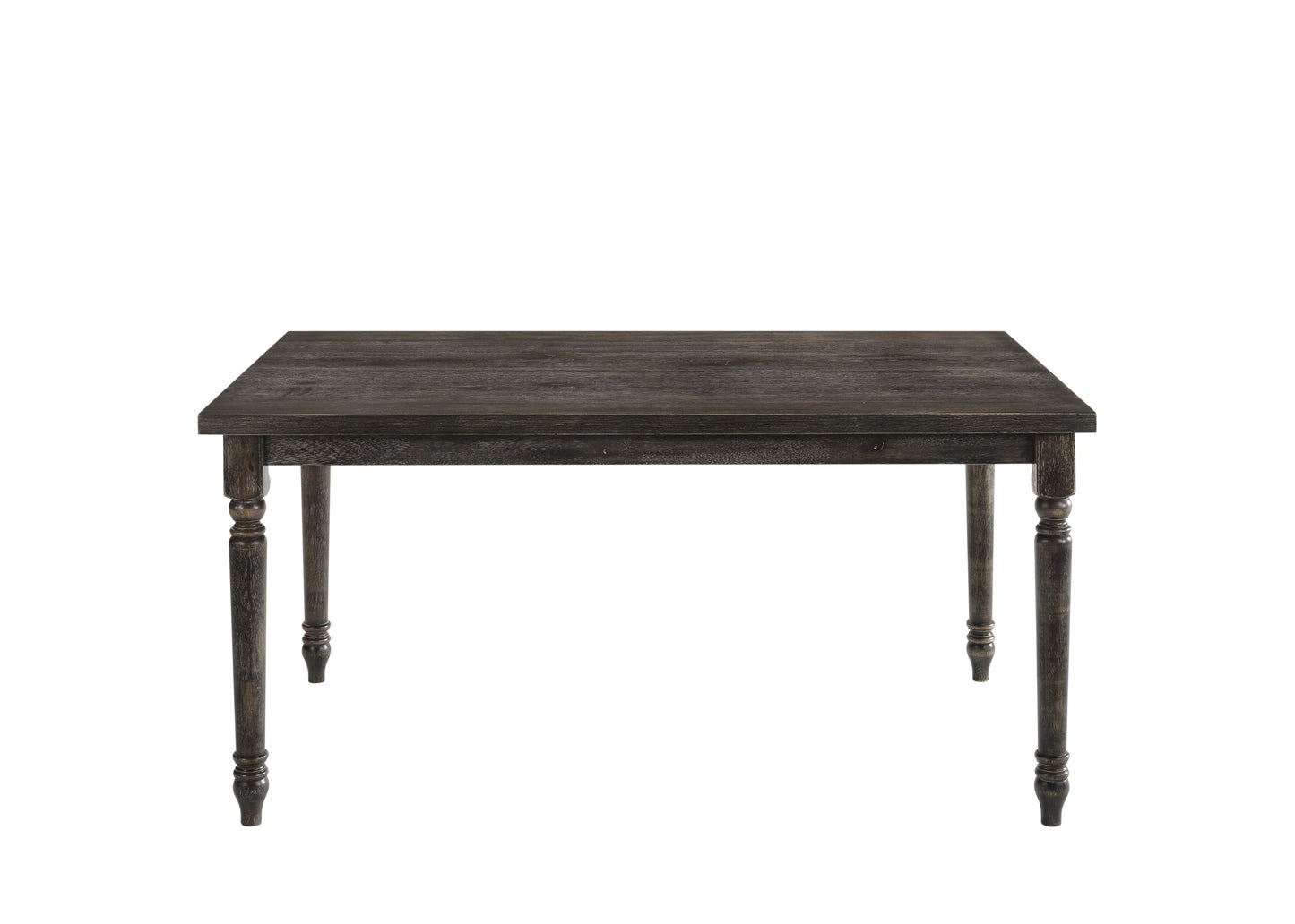 Benzara BM214963 Rustic Style Wooden Dining Table With Rectangular Top and Turned Legs, Gray