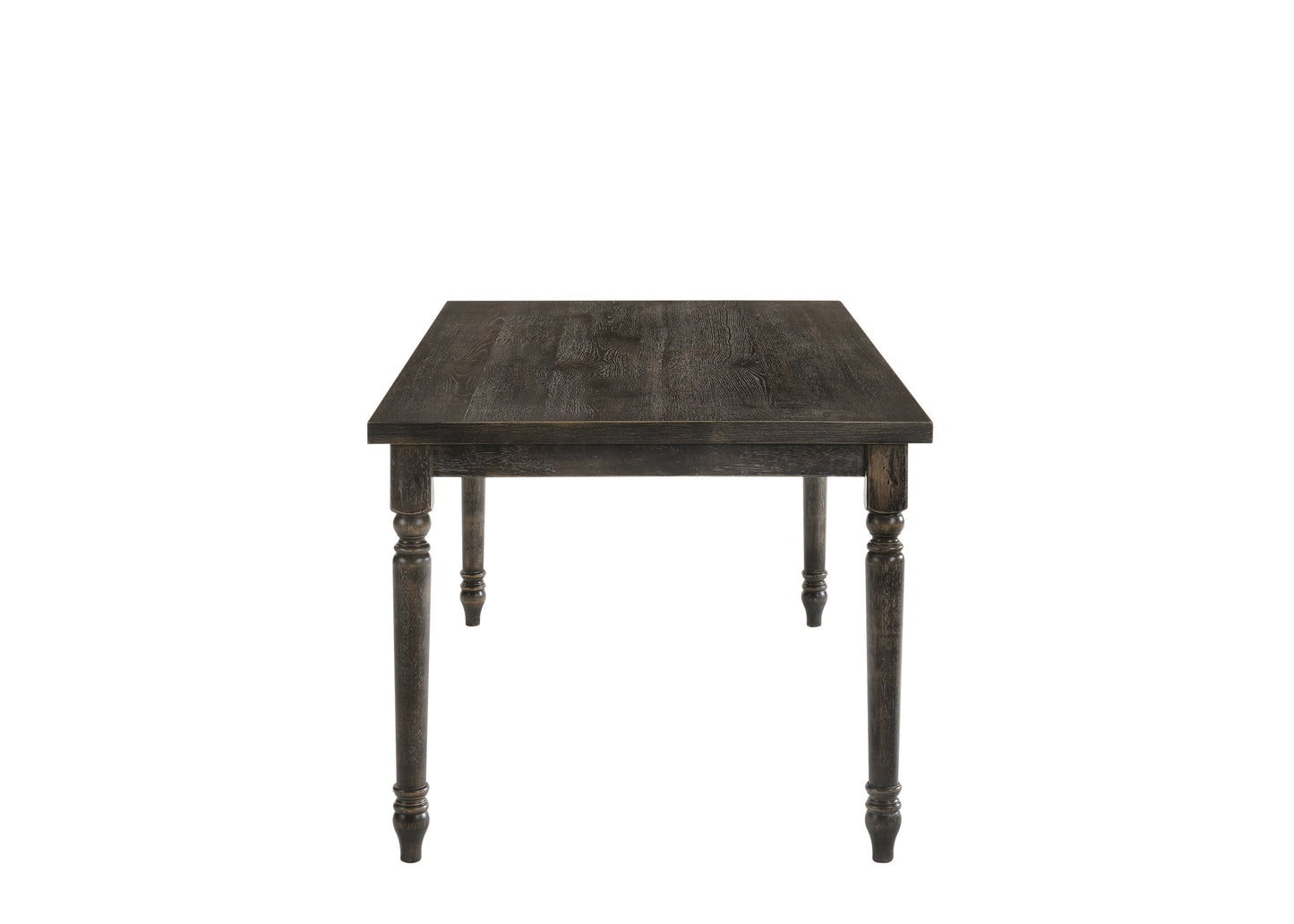 Benzara BM214963 Rustic Style Wooden Dining Table With Rectangular Top and Turned Legs, Gray