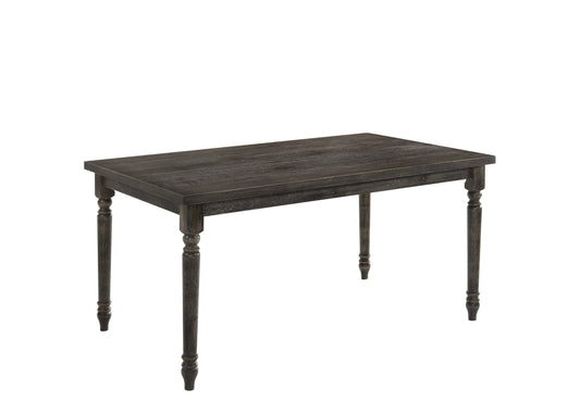 Benzara BM214963 Rustic Style Wooden Dining Table With Rectangular Top and Turned Legs, Gray