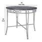 Benzara BM214969 Counter Height Dining Table With Round Top and Geometric Metal Accents,Gray