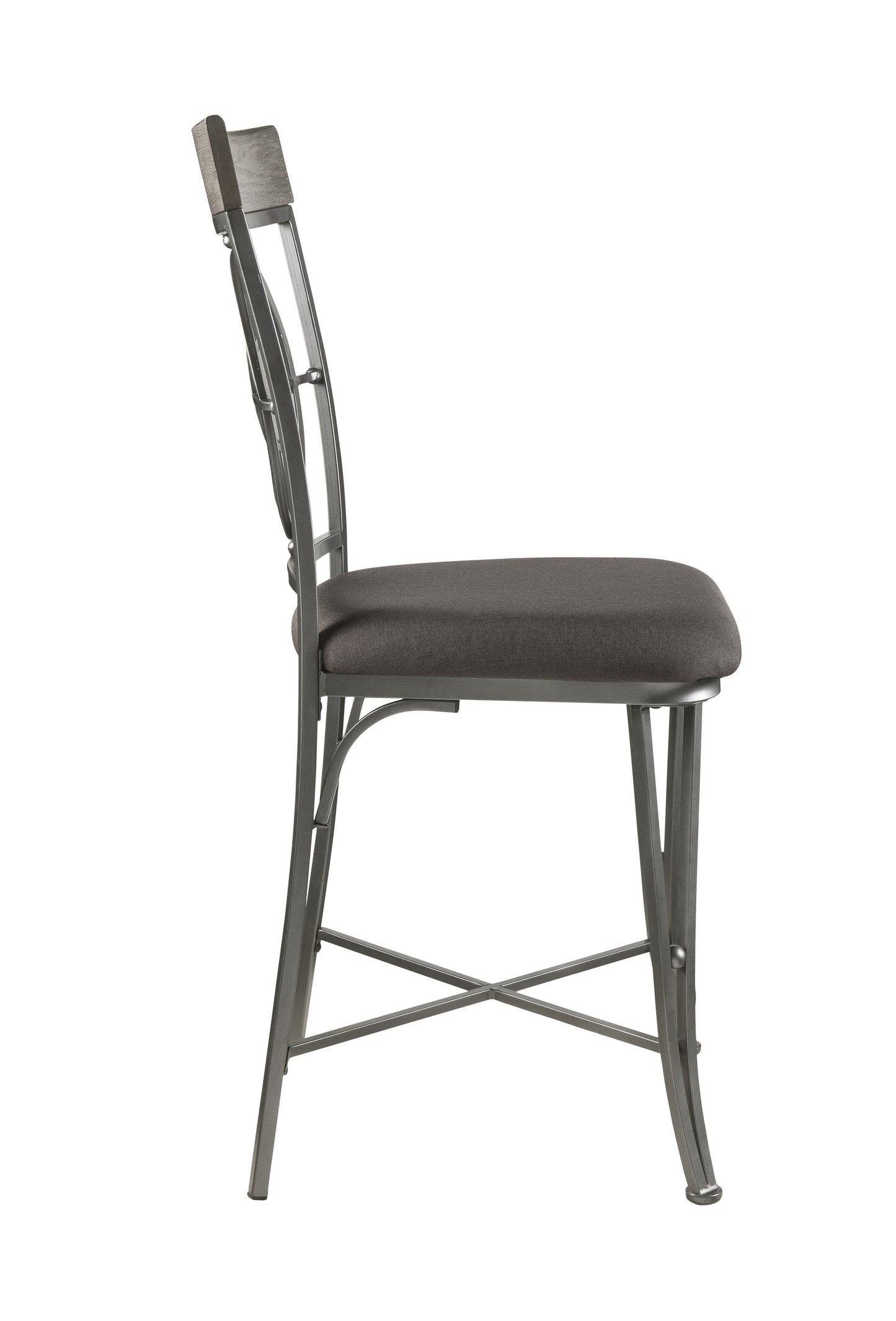 Benzara BM214970 Gray Counter Height Metal Chair With Geometrical Backrest, Set of 2