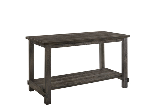 Benzara BM214972 Counter Height Wooden Dining Table With Open Bottom Shelf, Gray