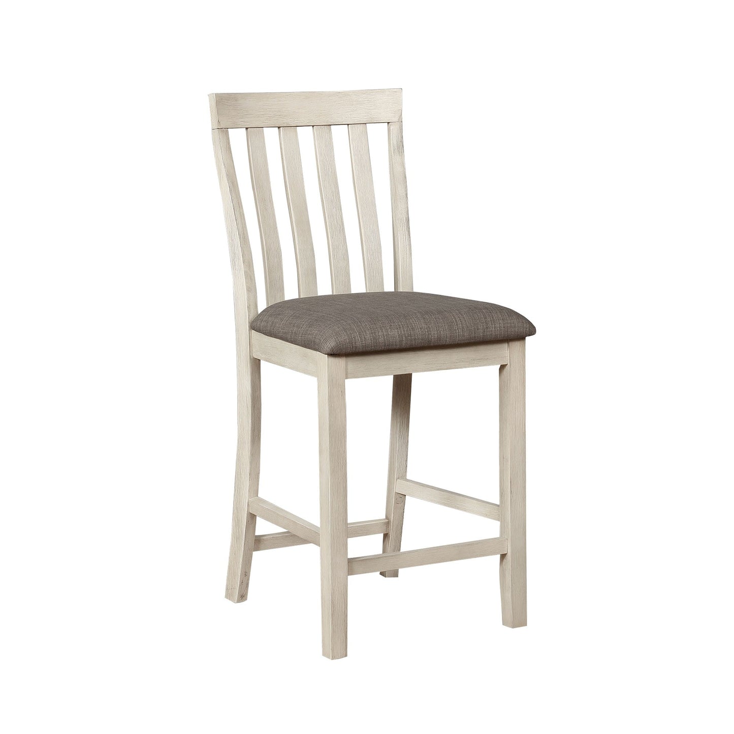 Benzara BM215208 White and Gray Vertical Slatted Back Wooden Counter Chair, Set of 2