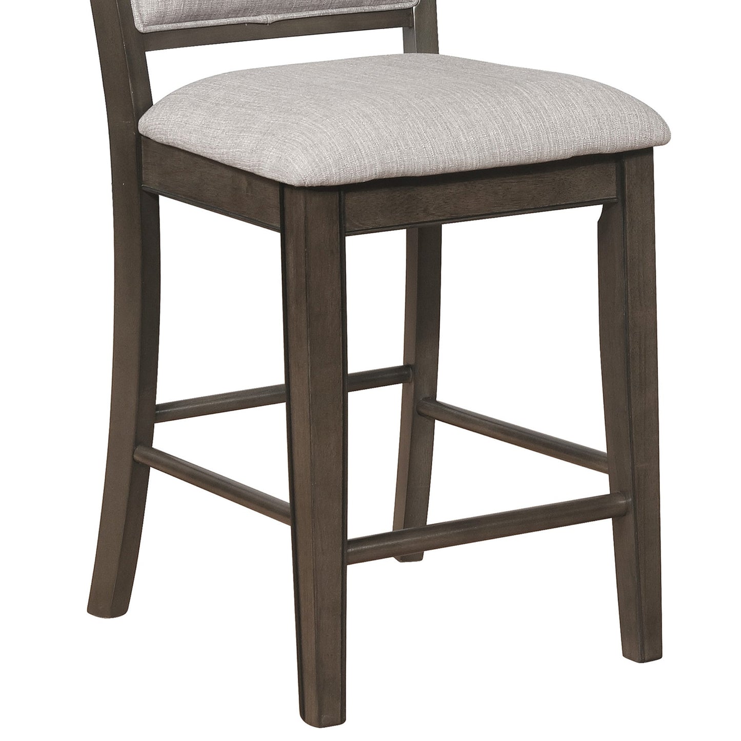 Benzara BM215218 Brown and Gray Fabric Upholstered Wooden Counter Chair, Set of 2