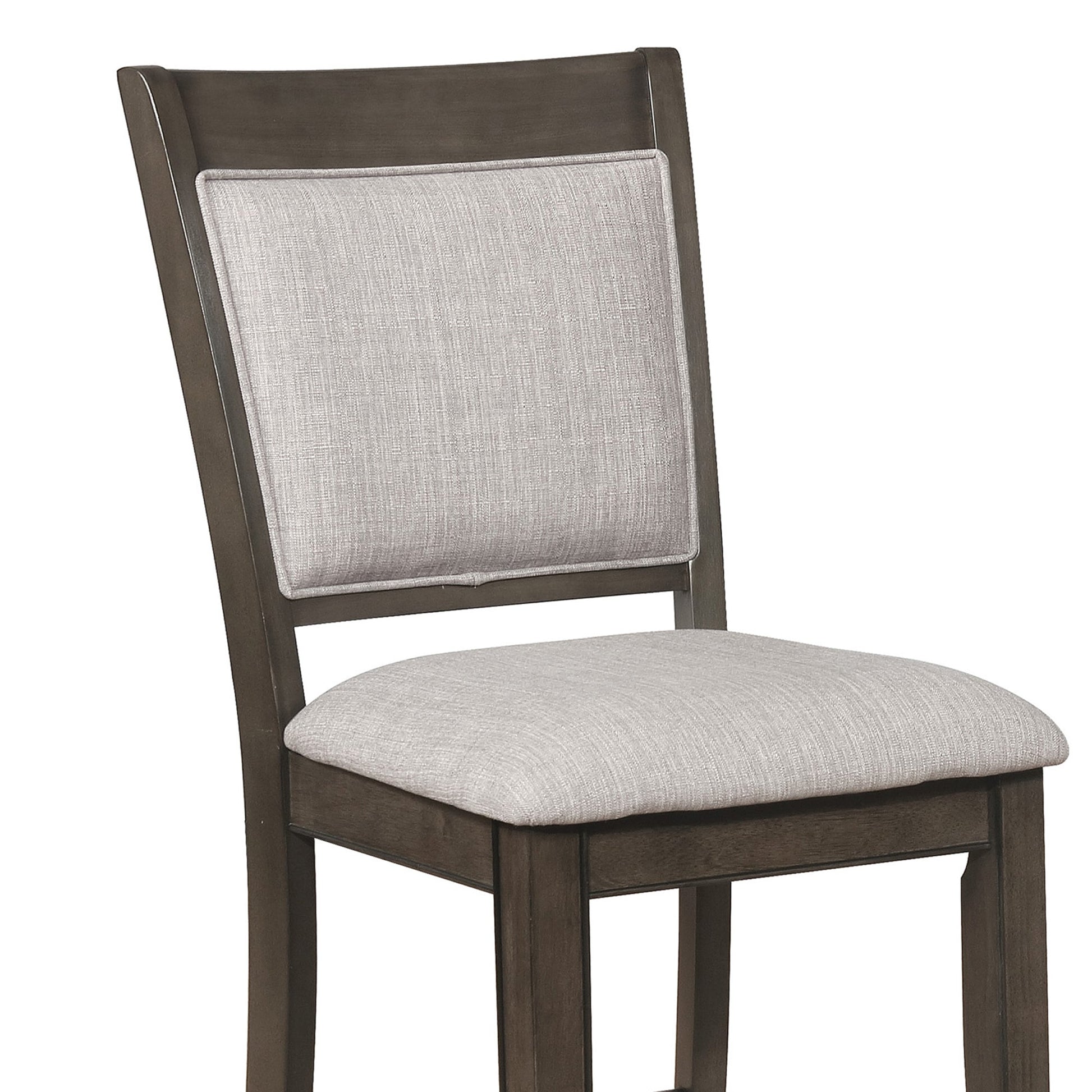 Benzara BM215218 Brown and Gray Fabric Upholstered Wooden Counter Chair, Set of 2