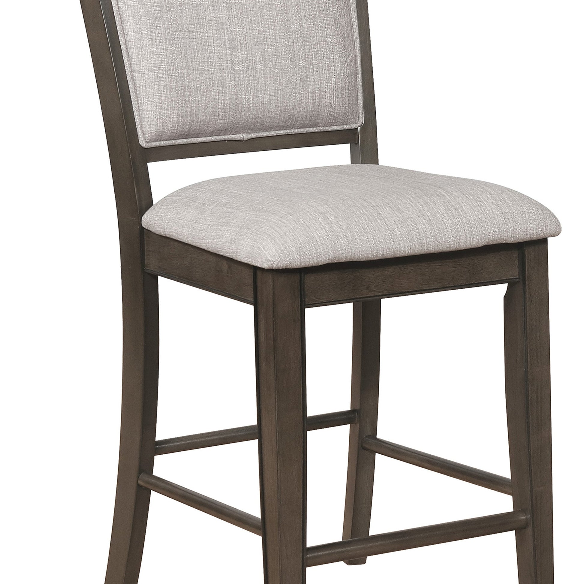 Benzara BM215218 Brown and Gray Fabric Upholstered Wooden Counter Chair, Set of 2