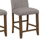 Benzara BM215220 Gray and Brown Nailhead Trim Fabric Upholstered Counter Chair, Set of 2