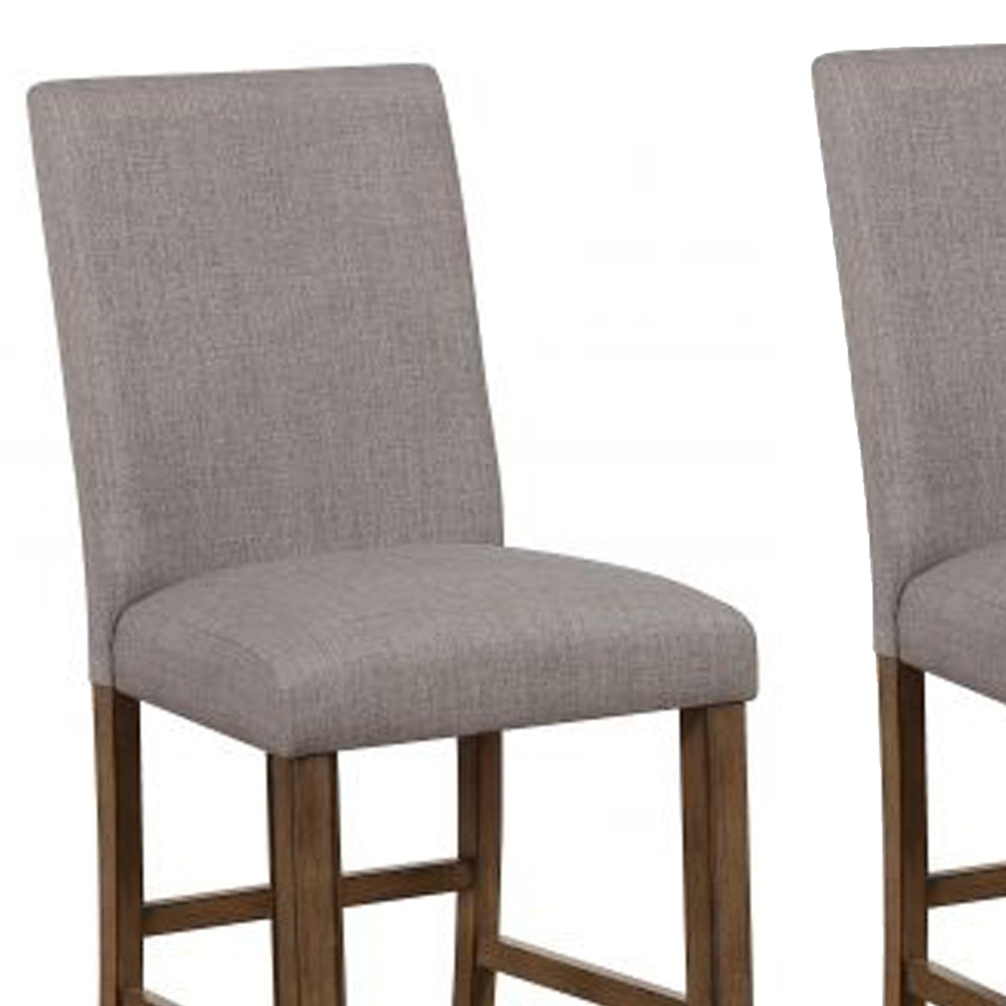 Benzara BM215220 Gray and Brown Nailhead Trim Fabric Upholstered Counter Chair, Set of 2