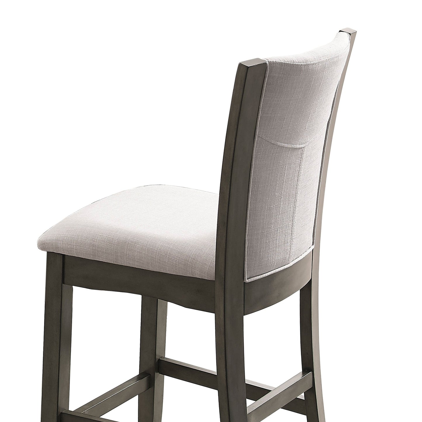 Benzara BM215234 Gray Fabric Upholstered Wooden Frame Counter Chair, Set of 2