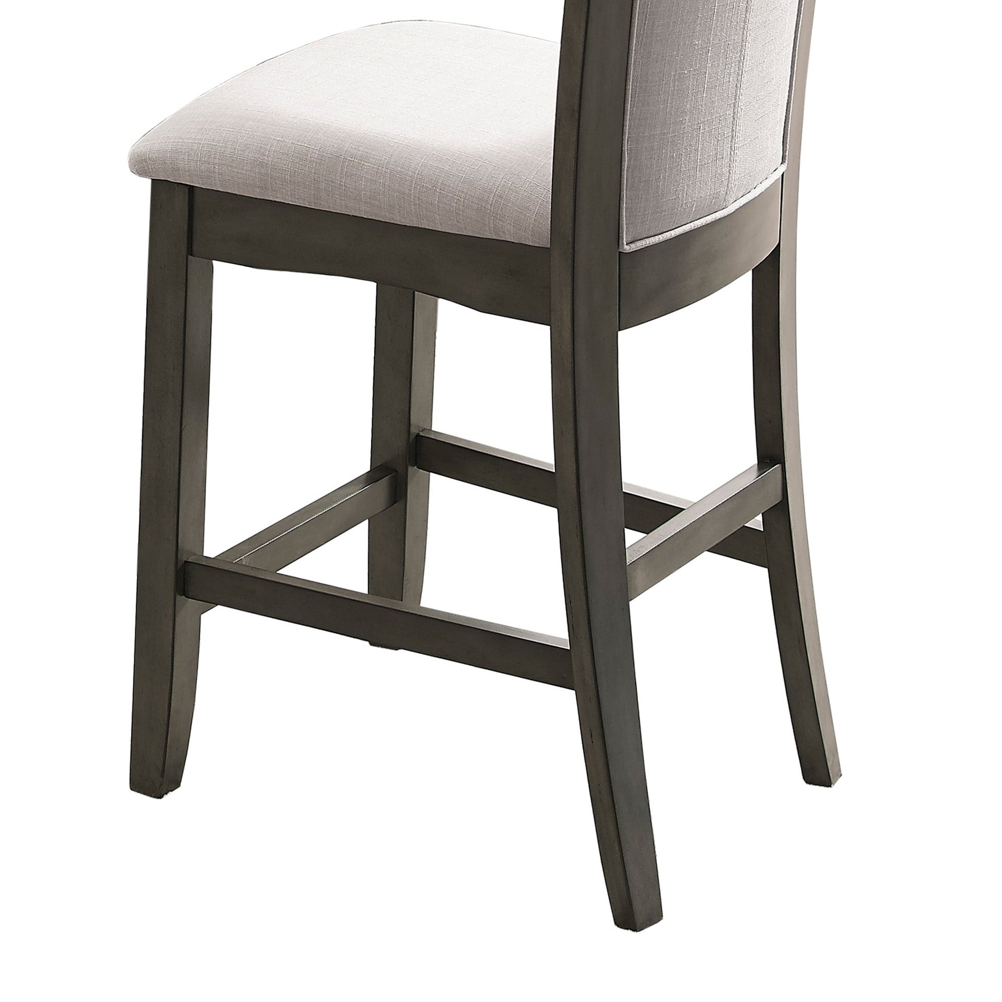 Benzara BM215234 Gray Fabric Upholstered Wooden Frame Counter Chair, Set of 2