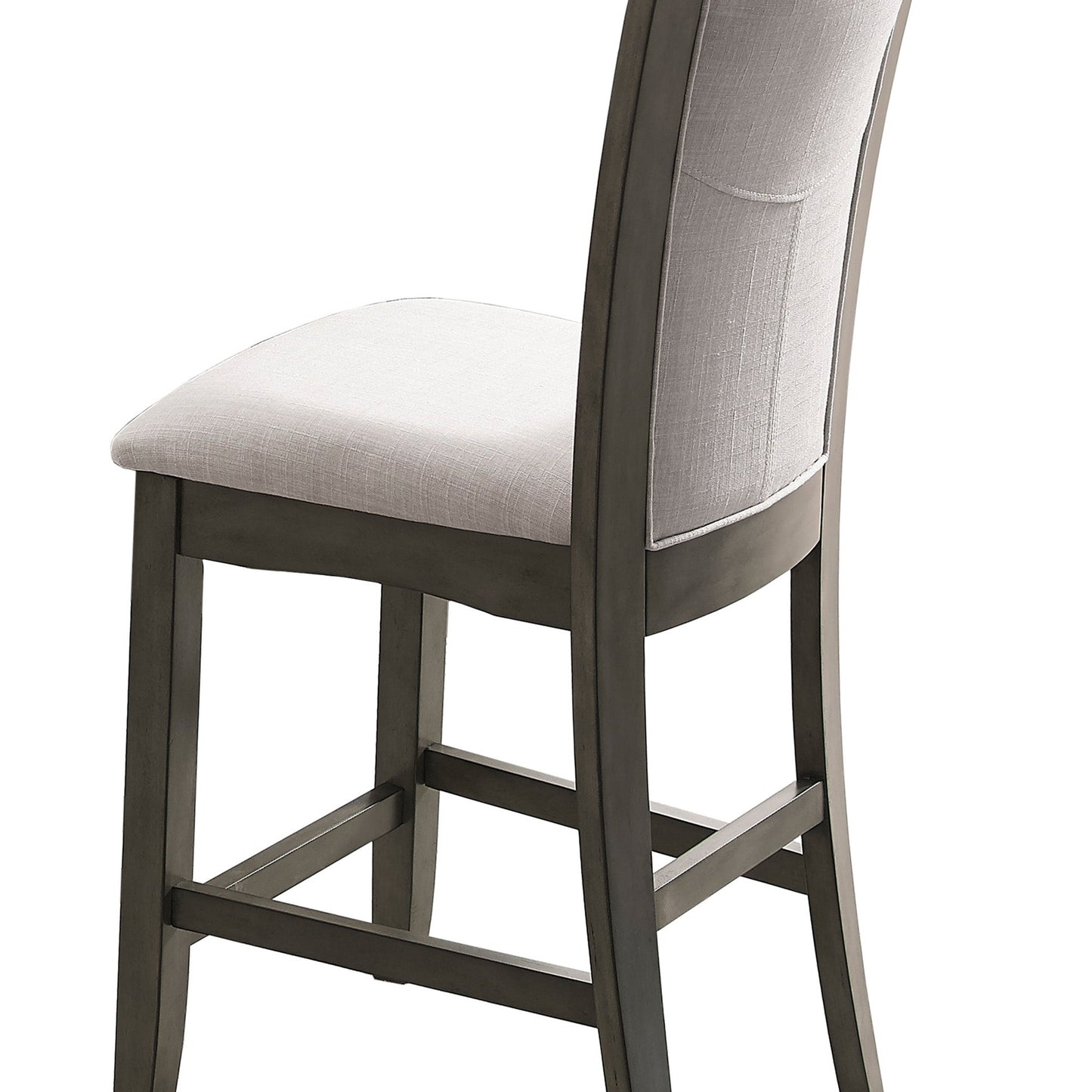 Benzara BM215234 Gray Fabric Upholstered Wooden Frame Counter Chair, Set of 2