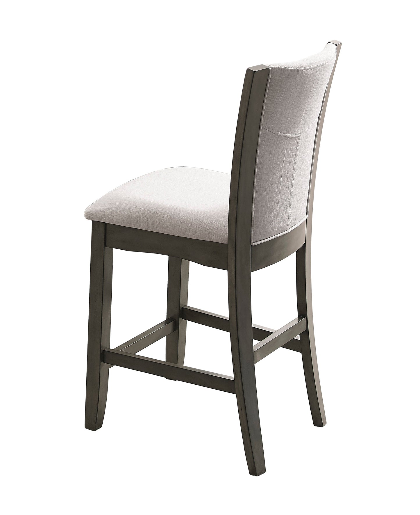 Benzara BM215234 Gray Fabric Upholstered Wooden Frame Counter Chair, Set of 2