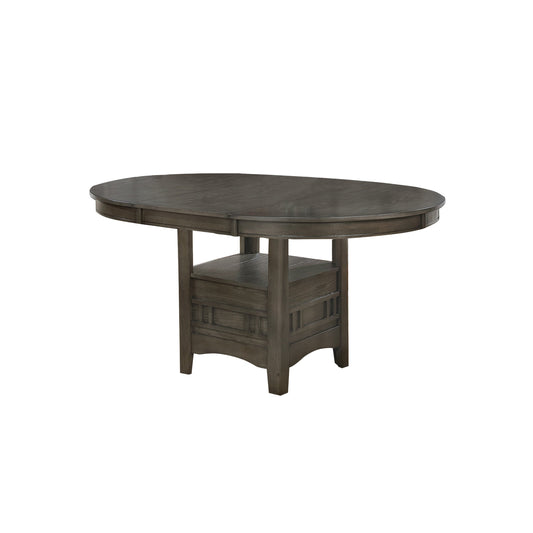 Benzara BM215253 Extendable Round Wooden Dining Table With Open Bottom Shelf, Gray