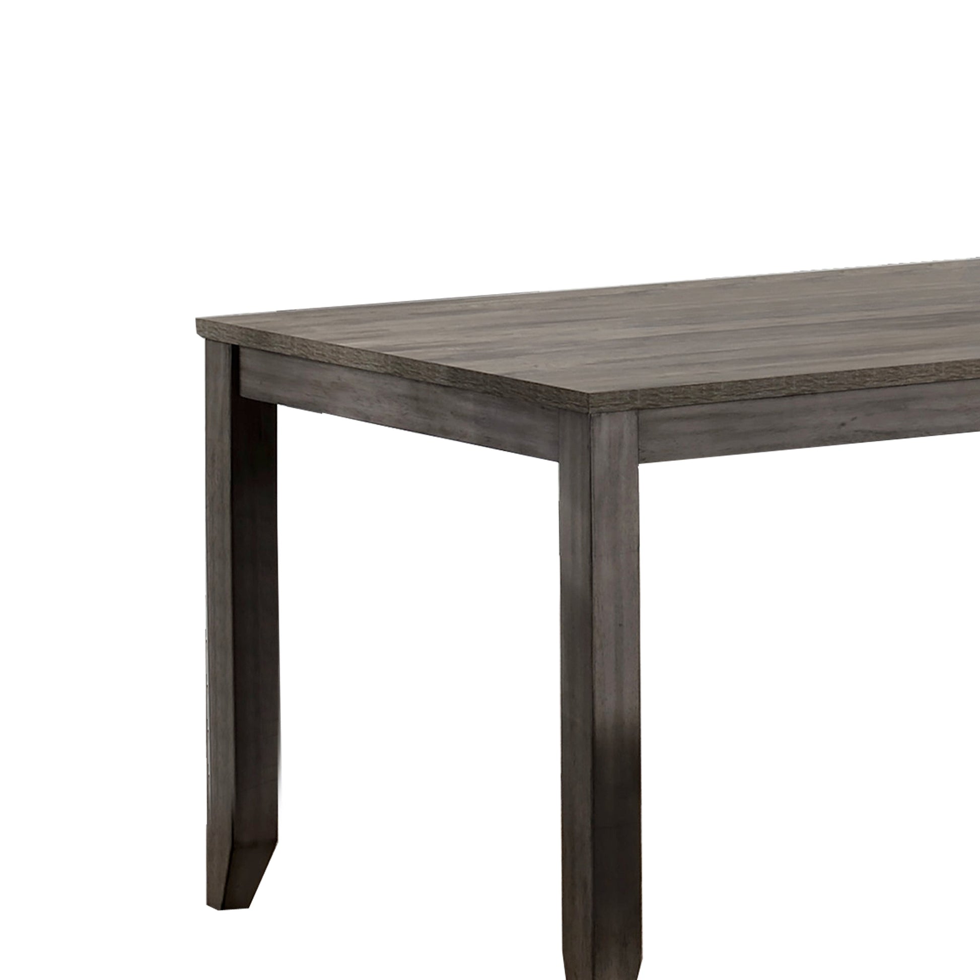 Benzara BM215320 Wooden Dining Table With Textured Details and Chamfered Feet, Gray